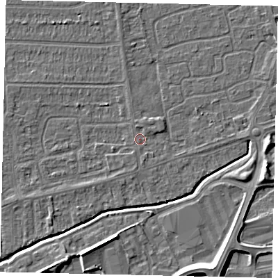 Shaded relief map of the ground around HU139EA, computed from Environment Agency LiDAR. The ground here sits at about 3 m above sea level and falls 9 m across the surrounding 800 m. Surface water reaching this point runs off ground lying to the north-north-east, 0.9 m higher.