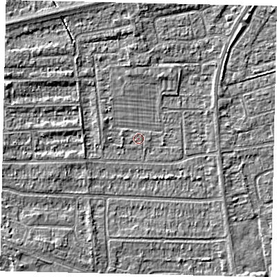 Shaded relief map of the ground around HU139EP, computed from Environment Agency LiDAR. The ground here sits at about 3 m above sea level and falls 3 m across the surrounding 800 m. Surface water reaching this point runs off ground lying to the west-south-west, 0.9 m higher.