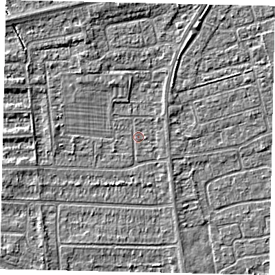Shaded relief map of the ground around HU139ER, computed from Environment Agency LiDAR. The ground here sits at about 3 m above sea level and falls 3 m across the surrounding 800 m. Surface water reaching this point runs off ground lying to the north-north-west, 2.2 m higher.