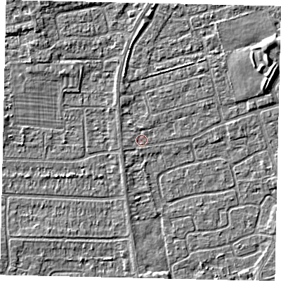 Shaded relief map of the ground around HU139ES, computed from Environment Agency LiDAR. The ground here sits at about 3 m above sea level and falls 3 m across the surrounding 800 m. Surface water reaching this point runs off ground lying to the north-north-west, 0.7 m higher.