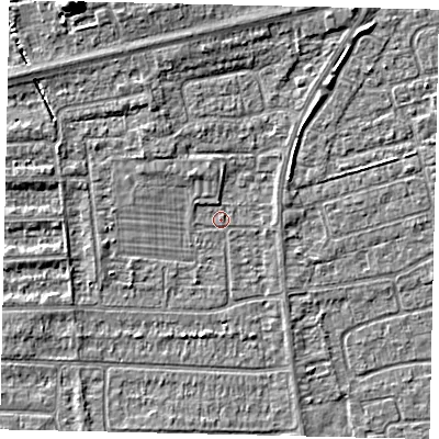 Shaded relief map of the ground around HU139EX, computed from Environment Agency LiDAR. The ground here sits at about 3 m above sea level and falls 8 m across the surrounding 800 m. Surface water reaching this point runs off ground lying to the north, 1.0 m higher.