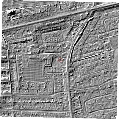 Shaded relief map of the ground around HU139HA, computed from Environment Agency LiDAR. The ground here sits at about 3 m above sea level and falls 8 m across the surrounding 800 m. Surface water reaching this point runs off ground lying to the north-north-west, 2.2 m higher.