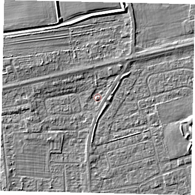 Shaded relief map of the ground around HU139HD, computed from Environment Agency LiDAR. The ground here sits at about 3 m above sea level and falls 4 m across the surrounding 800 m. Surface water reaching this point runs off ground lying to the west-north-west, 2.2 m higher.