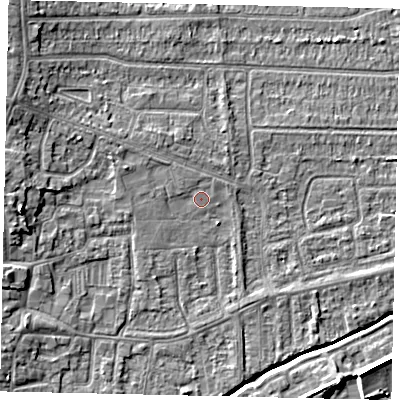 Shaded relief map of the ground around HU139JD, computed from Environment Agency LiDAR. The ground here sits at about 4 m above sea level and falls 7 m across the surrounding 800 m. Surface water reaching this point runs off ground lying to the north-west, 0.8 m higher.