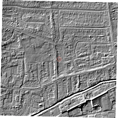 Shaded relief map of the ground around HU139JN, computed from Environment Agency LiDAR. The ground here sits at about 3 m above sea level and falls 7 m across the surrounding 800 m. Surface water reaching this point runs off ground lying to the north-west, 2.3 m higher.