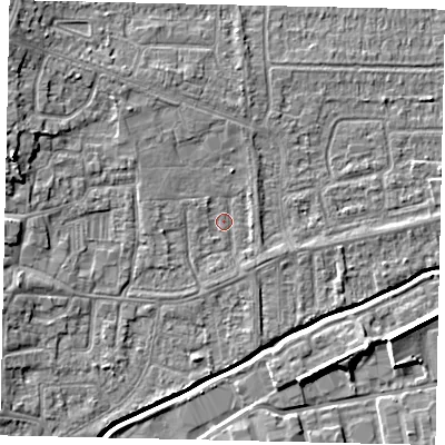 Shaded relief map of the ground around HU139LT, computed from Environment Agency LiDAR. The ground here sits at about 3 m above sea level and falls 7 m across the surrounding 800 m. Surface water reaching this point runs off ground lying to the north-west, 2.3 m higher.