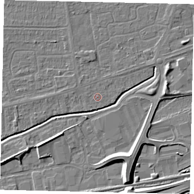 Shaded relief map of the ground around HU139NL, computed from Environment Agency LiDAR. The ground here sits at about 3 m above sea level and falls 11 m across the surrounding 800 m. Surface water reaching this point runs off ground lying to the south-south-west, 0.9 m higher.