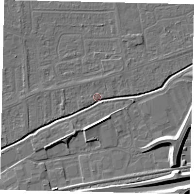 Shaded relief map of the ground around HU139NR, computed from Environment Agency LiDAR. The ground here sits at about 3 m above sea level and falls 11 m across the surrounding 800 m. Surface water reaching this point runs off ground lying to the south-south-east, 6.4 m higher.