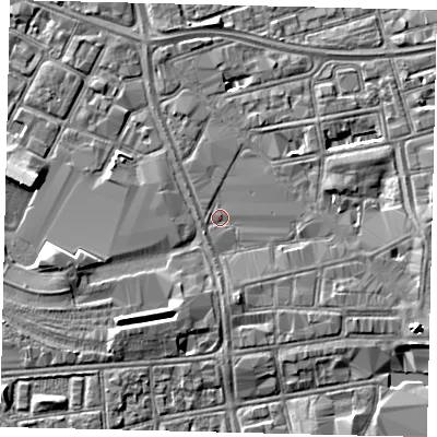 Shaded relief map of the ground around HU13UN, computed from Environment Agency LiDAR. The ground here sits at about 3 m above sea level and falls 5 m across the surrounding 800 m. Surface water reaching this point runs off ground lying to the east, 2.5 m higher.
