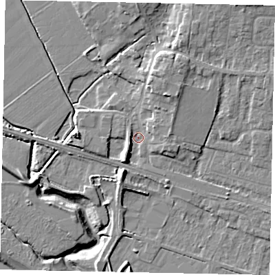 Shaded relief map of the ground around HU151EA, computed from Environment Agency LiDAR. The ground here sits at about 4 m above sea level and falls 12 m across the surrounding 800 m. Surface water reaching this point runs off ground lying to the south-south-west, 5.9 m higher.