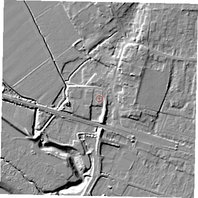 Shaded relief map of the ground around HU151ET, computed from Environment Agency LiDAR. The ground here sits at about 5 m above sea level and falls 12 m across the surrounding 800 m. Surface water reaching this point runs off ground lying to the west-south-west, 0.8 m higher.