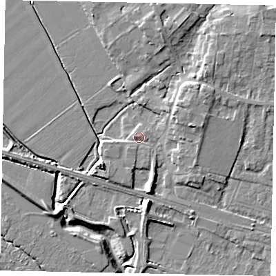 Shaded relief map of the ground around HU151FG, computed from Environment Agency LiDAR. The ground here sits at about 5 m above sea level and falls 11 m across the surrounding 800 m. Surface water reaching this point runs off ground lying to the east-north-east, 5.0 m higher.