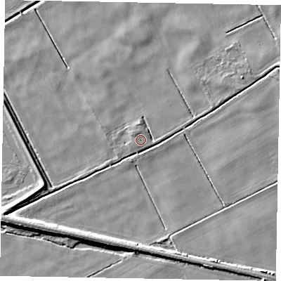 Shaded relief map of the ground around HU151RG, computed from Environment Agency LiDAR. The ground here sits at about 1 m above sea level and falls 6 m across the surrounding 800 m. Surface water reaching this point runs off ground lying to the north-west, 0.8 m higher.