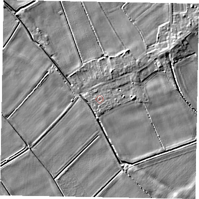 Shaded relief map of the ground around HU151RP, computed from Environment Agency LiDAR. The ground here sits at about 3 m above sea level and falls 5 m across the surrounding 800 m. Surface water reaching this point runs off ground lying to the east, 2.3 m higher.