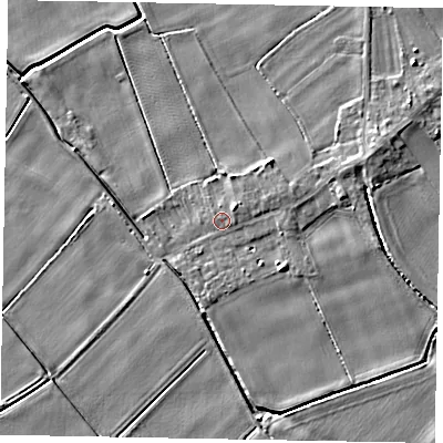 Shaded relief map of the ground around HU151RW, computed from Environment Agency LiDAR. The ground here sits at about 3 m above sea level and falls 5 m across the surrounding 800 m. Surface water reaching this point runs off ground lying to the east-north-east, 1.1 m higher.