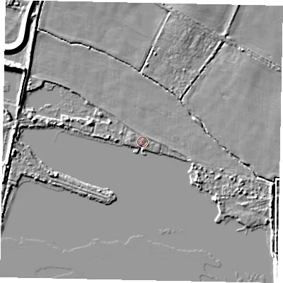 Shaded relief map of the ground around HU151XL, computed from Environment Agency LiDAR. The ground here sits at about 3 m above sea level and falls 5 m across the surrounding 800 m. Surface water reaching this point runs off ground lying to the west-north-west, 3.4 m higher.