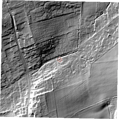 Shaded relief map of the ground around HU152AU, computed from Environment Agency LiDAR. The ground here sits at about 31 m above sea level and falls 21 m across the surrounding 800 m. Surface water reaching this point runs off ground lying to the east, 16.0 m higher.