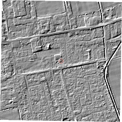 Shaded relief map of the ground around HU152BN, computed from Environment Agency LiDAR. The ground here sits at about 3 m above sea level and falls 4 m across the surrounding 800 m. Surface water reaching this point runs off ground lying to the west-south-west, 0.9 m higher.