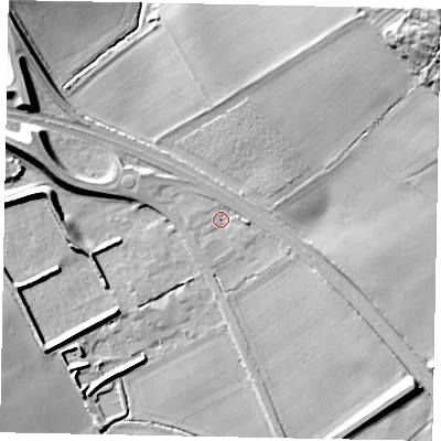 Shaded relief map of the ground around HU152DA, computed from Environment Agency LiDAR. The ground here sits at about 22 m above sea level and falls 47 m across the surrounding 800 m. Surface water reaching this point runs off ground lying to the north-east, 7.4 m higher.