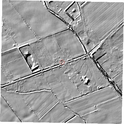Shaded relief map of the ground around HU152EA, computed from Environment Agency LiDAR. The ground here sits at about 3 m above sea level and falls 6 m across the surrounding 800 m. Surface water reaching this point runs off ground lying to the north-north-east, 4.0 m higher.