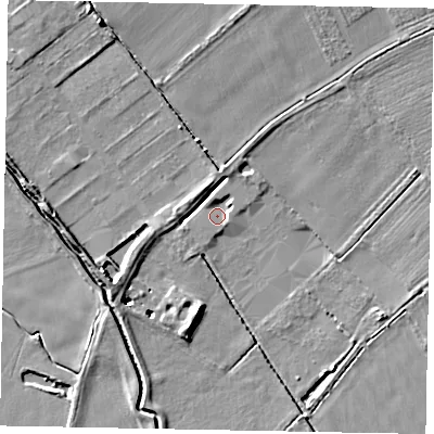 Shaded relief map of the ground around HU152FJ, computed from Environment Agency LiDAR. The ground here sits at about 4 m above sea level and falls 9 m across the surrounding 800 m. Surface water reaching this point runs off ground lying to the south-east, 1.4 m higher.