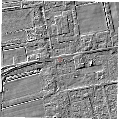 Shaded relief map of the ground around HU152GP, computed from Environment Agency LiDAR. The ground here sits at about 3 m above sea level and falls 3 m across the surrounding 800 m. Surface water reaching this point runs off ground lying to the north-east, 0.6 m higher.