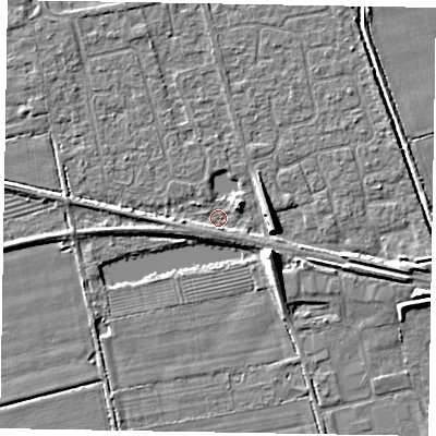 Shaded relief map of the ground around HU152GW, computed from Environment Agency LiDAR. The ground here sits at about 2 m above sea level and falls 8 m across the surrounding 800 m. Surface water reaching this point runs off ground lying to the north-east, 3.0 m higher.