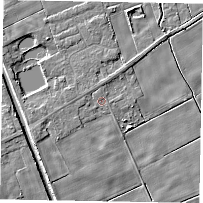 Shaded relief map of the ground around HU152HX, computed from Environment Agency LiDAR. The ground here sits at about 2 m above sea level and falls 6 m across the surrounding 800 m. Surface water reaching this point runs off ground lying to the north, 0.6 m higher.