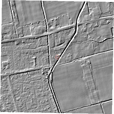 Shaded relief map of the ground around HU152HY, computed from Environment Agency LiDAR. The ground here sits at about 3 m above sea level and falls 4 m across the surrounding 800 m. Surface water reaching this point runs off ground lying to the south-south-west, 2.5 m higher.