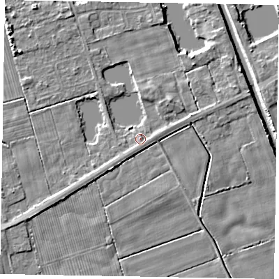 Shaded relief map of the ground around HU152PR, computed from Environment Agency LiDAR. The ground here sits at about 3 m above sea level and falls 5 m across the surrounding 800 m. Surface water reaching this point runs off ground lying to the south-south-east, 1.3 m higher.