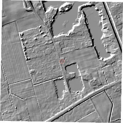 Shaded relief map of the ground around HU152PX, computed from Environment Agency LiDAR. The ground here sits at about 2 m above sea level and falls 7 m across the surrounding 800 m. Surface water reaching this point runs off ground lying to the north-west, 0.5 m higher.