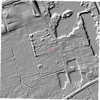 Shaded relief map of the ground around HU152PY, computed from Environment Agency LiDAR. The ground here sits at about 3 m above sea level and falls 10 m across the surrounding 800 m. Surface water reaching this point runs off ground lying to the north-north-east, 0.8 m higher.