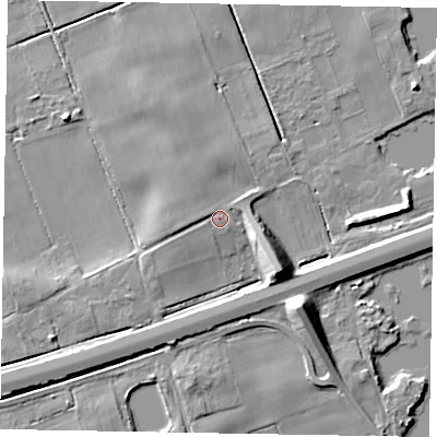 Shaded relief map of the ground around HU152QD, computed from Environment Agency LiDAR. The ground here sits at about 4 m above sea level and falls 10 m across the surrounding 800 m. Surface water reaching this point runs off ground lying to the south-east, 9.2 m higher.