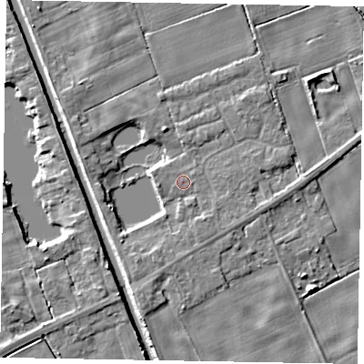 Shaded relief map of the ground around HU152QL, computed from Environment Agency LiDAR. The ground here sits at about 2 m above sea level and falls 6 m across the surrounding 800 m. Surface water reaching this point runs off ground lying to the north-east, 1.0 m higher.