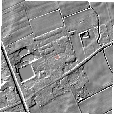 Shaded relief map of the ground around HU152QN, computed from Environment Agency LiDAR. The ground here sits at about 2 m above sea level and falls 6 m across the surrounding 800 m. Surface water reaching this point runs off ground lying to the north, 0.8 m higher.