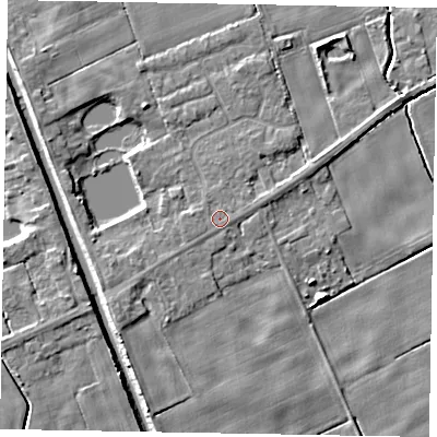 Shaded relief map of the ground around HU152QS, computed from Environment Agency LiDAR. The ground here sits at about 2 m above sea level and falls 6 m across the surrounding 800 m. Surface water reaching this point runs off ground lying to the west, 0.5 m higher.