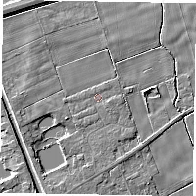Shaded relief map of the ground around HU152QU, computed from Environment Agency LiDAR. The ground here sits at about 2 m above sea level and falls 5 m across the surrounding 800 m. Surface water reaching this point runs off ground lying to the east-south-east, 1.1 m higher.