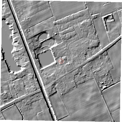 Shaded relief map of the ground around HU152QX, computed from Environment Agency LiDAR. The ground here sits at about 2 m above sea level and falls 6 m across the surrounding 800 m. Surface water reaching this point runs off ground lying to the south-south-east, 2.9 m higher.
