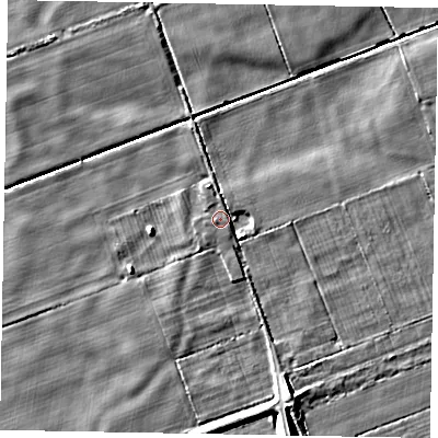 Shaded relief map of the ground around HU152RA, computed from Environment Agency LiDAR. The ground here sits at about 3 m above sea level and falls 8 m across the surrounding 800 m. Surface water reaching this point runs off ground lying to the south-east, 1.6 m higher.