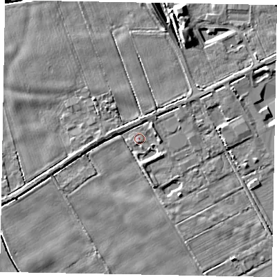 Shaded relief map of the ground around HU152RH, computed from Environment Agency LiDAR. The ground here sits at about 2 m above sea level and falls 8 m across the surrounding 800 m. Surface water reaching this point runs off ground lying to the east, 3.0 m higher.