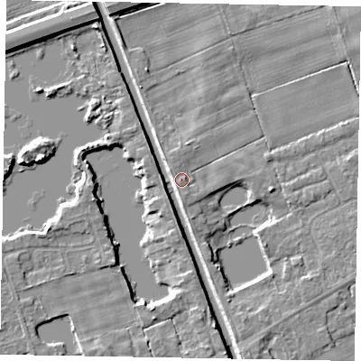 Shaded relief map of the ground around HU152RL, computed from Environment Agency LiDAR. The ground here sits at about 3 m above sea level and falls 5 m across the surrounding 800 m. Surface water reaching this point runs off ground lying to the south-south-west, 0.8 m higher.