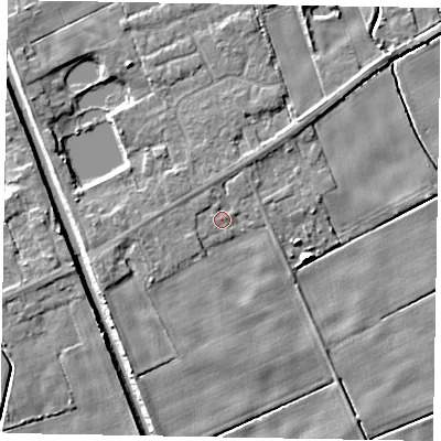 Shaded relief map of the ground around HU152RY, computed from Environment Agency LiDAR. The ground here sits at about 2 m above sea level and falls 6 m across the surrounding 800 m. Surface water reaching this point runs off ground lying to the south-west, 1.4 m higher.
