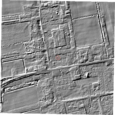 Shaded relief map of the ground around HU152SF, computed from Environment Agency LiDAR. The ground here sits at about 3 m above sea level and falls 3 m across the surrounding 800 m. Surface water reaching this point runs off ground lying to the north-north-west, 1.7 m higher.