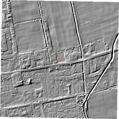 Shaded relief map of the ground around HU152SJ, computed from Environment Agency LiDAR. The ground here sits at about 3 m above sea level and falls 4 m across the surrounding 800 m. Surface water reaching this point runs off ground lying to the north-north-west, 2.5 m higher.