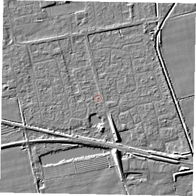 Shaded relief map of the ground around HU152ST, computed from Environment Agency LiDAR. The ground here sits at about 3 m above sea level and falls 8 m across the surrounding 800 m. Surface water reaching this point runs off ground lying to the west, 0.8 m higher.