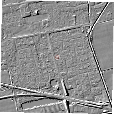 Shaded relief map of the ground around HU152SU, computed from Environment Agency LiDAR. The ground here sits at about 3 m above sea level and falls 8 m across the surrounding 800 m. Surface water reaching this point runs off ground lying to the north-west, 0.6 m higher.
