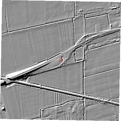 Shaded relief map of the ground around HU152SW, computed from Environment Agency LiDAR. The ground here sits at about 4 m above sea level and falls 9 m across the surrounding 800 m. Surface water reaching this point runs off ground lying to the west-south-west, 3.5 m higher.