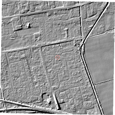 Shaded relief map of the ground around HU152SX, computed from Environment Agency LiDAR. The ground here sits at about 3 m above sea level and falls 7 m across the surrounding 800 m. Surface water reaching this point runs off ground lying to the west, 1.2 m higher.