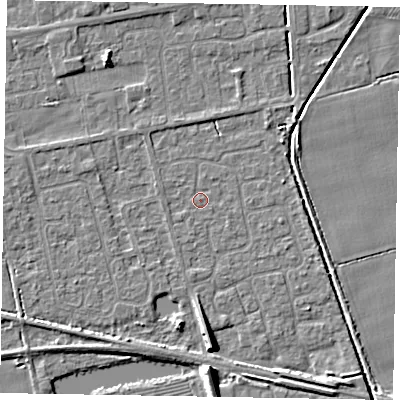 Shaded relief map of the ground around HU152TA, computed from Environment Agency LiDAR. The ground here sits at about 3 m above sea level and falls 8 m across the surrounding 800 m. Surface water reaching this point runs off ground lying to the west, 0.7 m higher.