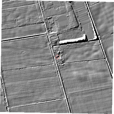 Shaded relief map of the ground around HU152TB, computed from Environment Agency LiDAR. The ground here sits at about 2 m above sea level and falls 6 m across the surrounding 800 m. Surface water reaching this point runs off ground lying to the south-south-east, 1.4 m higher.